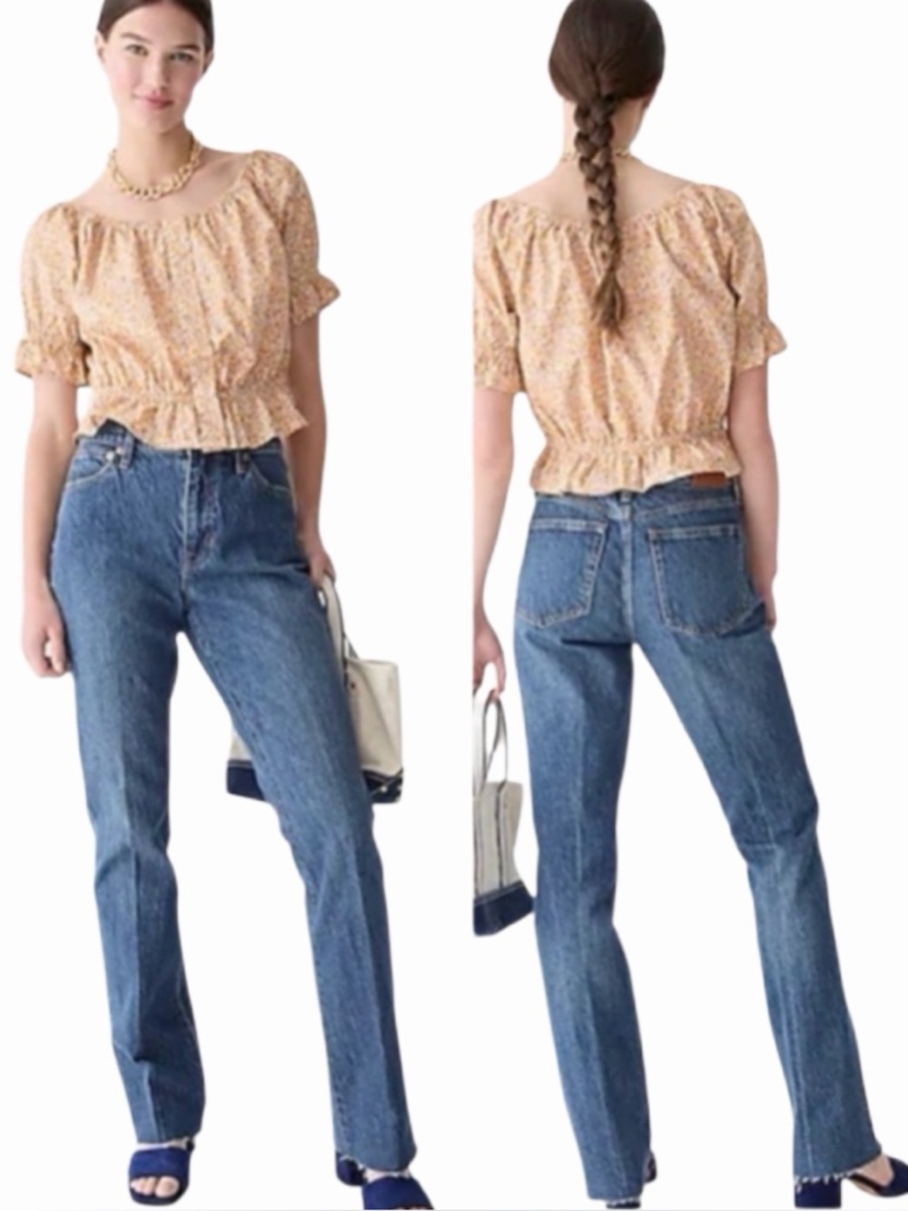 J Crew Full Length Demi Boot Cut High Rise Jeans Fray Hem Style BF569 Size 28